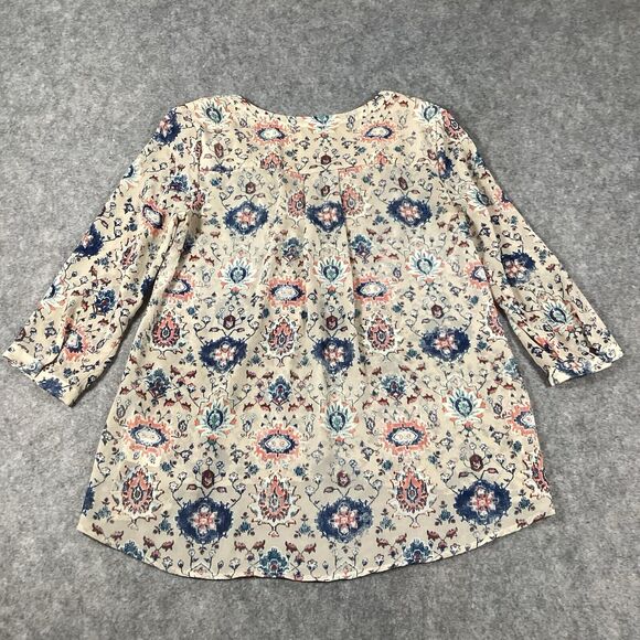 Maeve Stillwater Blouse Henley Top Size *Medium Neutral Motif ANTHROPOLOGIE BOHO - Picture 7 of 16